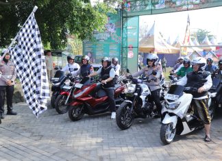 Ansor Kampanyekan Safety Riding dan Ziarah Ulama Bersama Abah Warsubi dan Kapolres