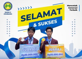 Keren, Dua Siswa SMAN 2 Jombang Raih Medali Emas dan Perak di Ajang OSN