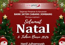 Pimpinan dan Karyawan Bank Jatim Mengucapkan Selamat Natal dan Tahun Baru 2026
