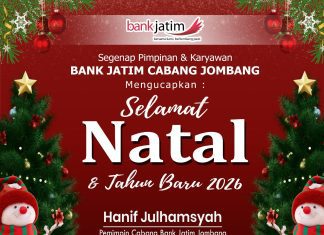 Pimpinan dan Karyawan Bank Jatim Mengucapkan Selamat Natal dan Tahun Baru 2026